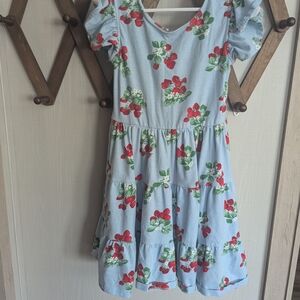 Janie and Jack Blue Dress with Red Floral Pattern